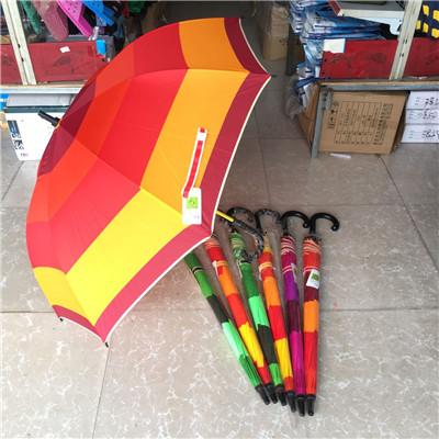 中段彩条包边雨伞